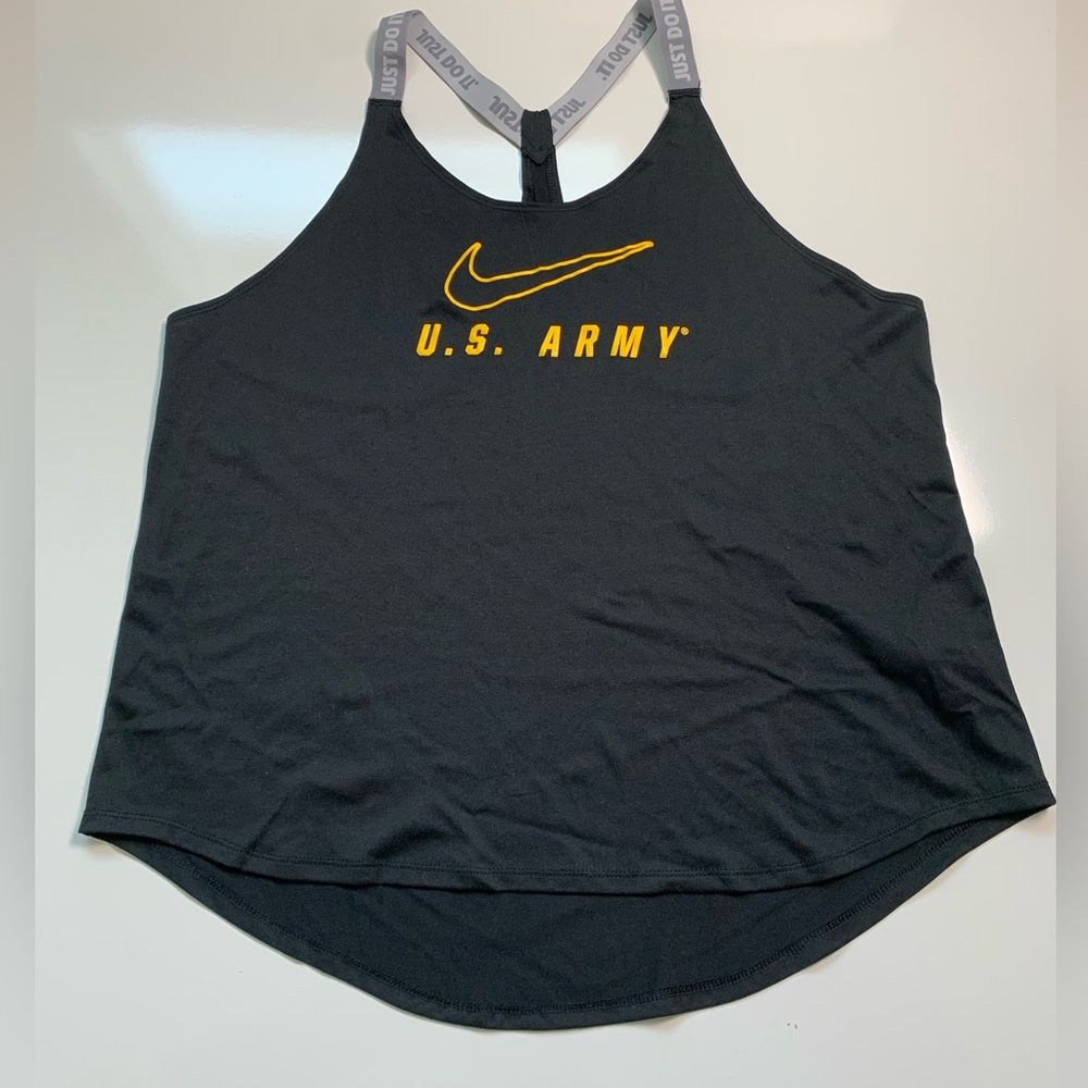 NIKE Dri Fit Womens Size XL US‎ ARMY Racerback Performance Tank Top Shirt Black